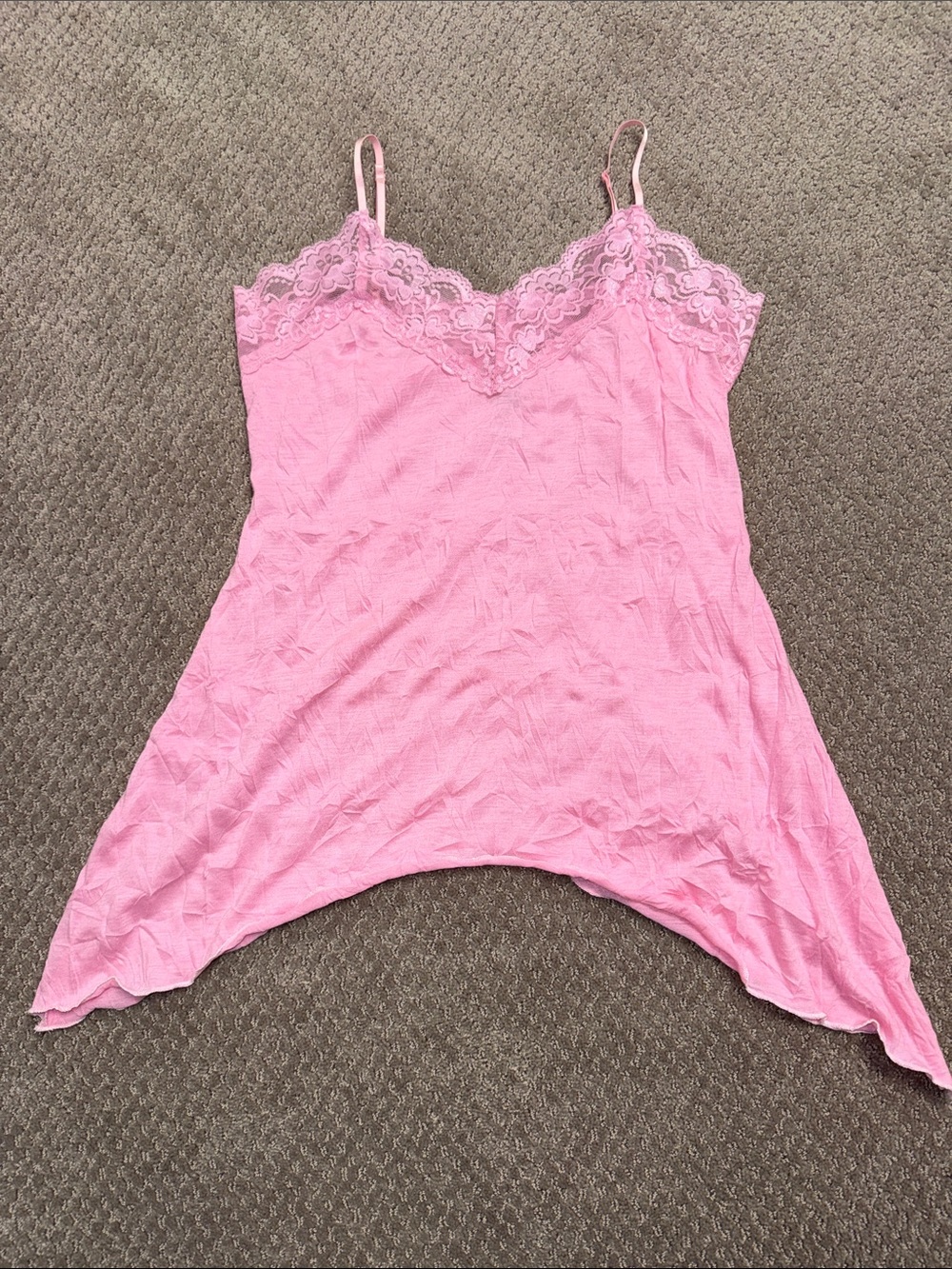Vol 1 Size Large Pink Lace-Trim Asymettrical Cami Top